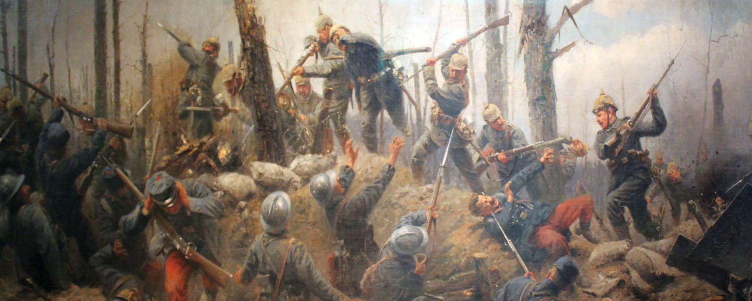 Gemälde mit Kampfszene aus dem I. Weltkrieg